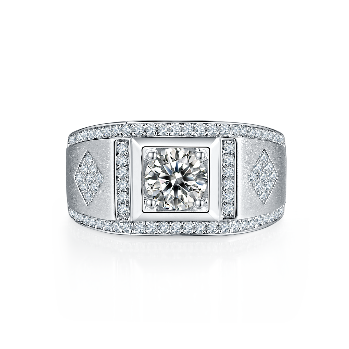 Autumn S925 Silver Plated Platinum Moissanite Diamond Men's Ring 1 Carat D-Class